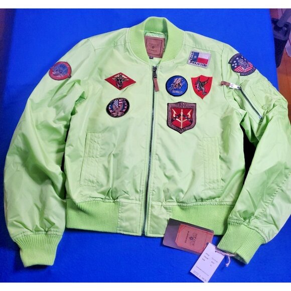 Top Gun An American Icon  MA1 FLIGHT JACKET Mint GREEN BOMBER USA Youth Size XL - Picture 1 of 16